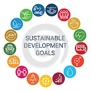 Sustainable Development Goals. Linear style icons