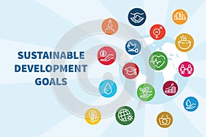 Sustainable Development Goals. Linear style icons