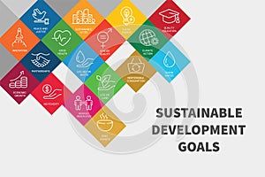 Sustainable Development Goals. Linear style icons