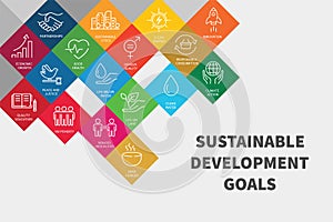 Sustainable Development Goals. Linear style icons