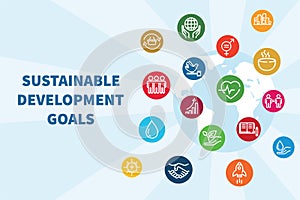 Sustainable Development Goals. Linear style icons