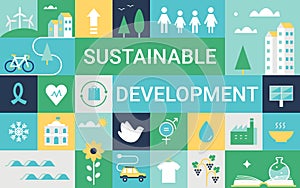 Sustainable Development Goals and Living Implementation. Concept Vector Illustration photo