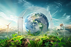 Sustainable development goals of promote clean energy. Renewable energy-based green businesses. Sustainable development