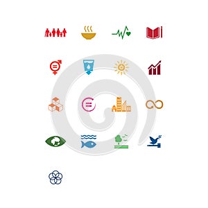 Sustainable Development Goals - the United Nations. SDG. Colorful icons