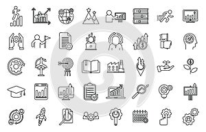 Sustainable development icons set outline vector. Goal security