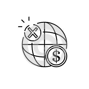 Sustainable development social problem line icon vector. big data and Boycott, business war, trade war sign. isolated contour