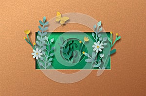 Sustainable economy green papercut nature concept