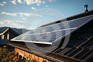 Sustainable energy concept solar panels on a residential roof