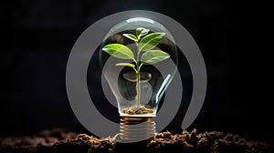 sustainable energy and environment conservation concept, light bulb as new idea, generative AI