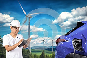 Sustainable energy from windfarm to electric vehicles