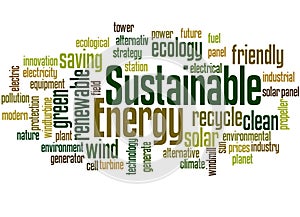 Sustainable energy word cloud concept