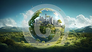 Sustainable energy world 3D portrait