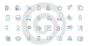 Sustainable Farming linear icons set. Organic, Regenerative, Agroforestry, Permaculture, Composting, Hydroponics, Crop