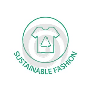 Sustainable fashion line icon. Slow clothes badge. Organic cotton, natural dyes, renewable crop label. Eco responsible