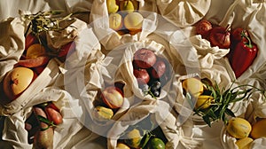 Sustainable Food Presentation in Reusable Cloth Bags