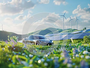 Sustainable Future: Electric Car and Renewable Energy