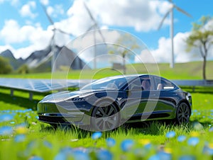 Sustainable Future: Electric Car and Renewable Energy