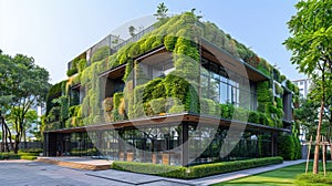Sustainable Green Building with Climate-Solution Oriented Design, Eco-Friendly Materials, and Green Architecture photo