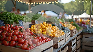 Sustainable Harvest: Eco-Friendly Vegetable Market with Blurry People Backdrop