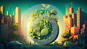 Sustainable Living - 3Rs - Reduce, Reuse, Recycle. AI generative.