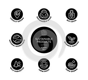 Sustainable made products vector logo badge icons set