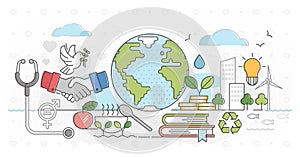 Sustainable nature friendly development outline concept vector illustration photo