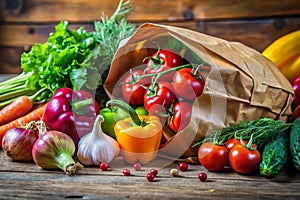 Sustainable Shopping for a Healthy Diet Fresh LocallySourced Vegetables in a Reusable Paper Bag An EcoConscious photo