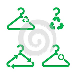 Sustainable slow fashion vector illustration. Recycling sign green
