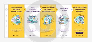 Sustainable tour tips onboarding vector template