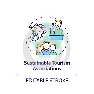 Sustainable tourism associations concept icon