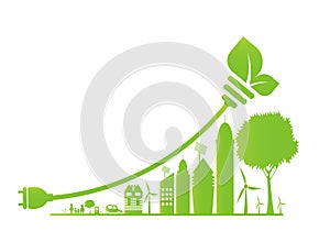 Sustainable Urban Growth in the City,Ecology.Green cities help the world with eco-friendly concept ideas, vector illustration