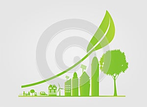 Sustainable Urban Growth in the City,Ecology.Green cities help the world with eco-friendly concept ideas, vector illustration