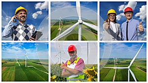 Sustainable Wind Energy - Wind Farm - Photo Collage