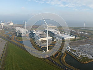 SustainableClimateVisuals Datacenter using sustainable energy produced by wind turbines. Eemshaven, The Netherlands