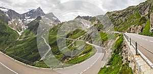 Susten mountain road and glacier in Switzerland