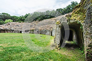 Sutri in Lazio, Italy. The rock-hewn amphitheatre of the Roman period