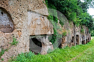 Sutri in Lazio, Italy. Rupestrian necropolis from the Roman period