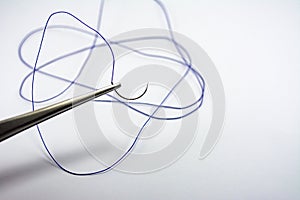 suture material close-up, thread for suturing wounds in medicine, dentistry