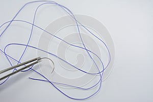 suture material close-up, thread for suturing wounds in medicine, dentistry, medical