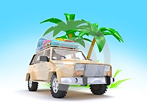 SUV adventure with palm