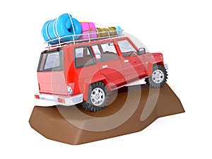 SUV adventure with rock
