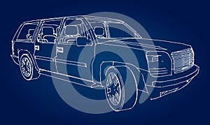 Suv car outline drawing of a hand.