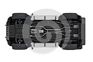 Suv car 4wd suspension, bottom view