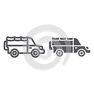 Suv car line and glyph icon, transportation and auto, van sign, vector graphics, a linear pattern on a white background.