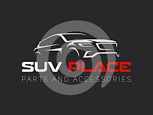 Suv car logo on dark background. photo