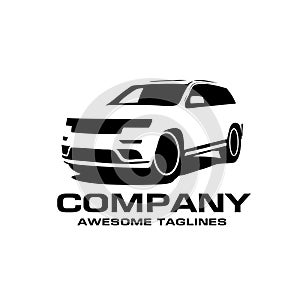 SUV car silhouette style vector, auto car logo concept