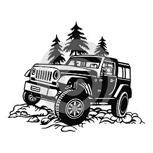 SUV CAR - Truck 4x4 Off Road - Off-road car for tshirt and emblem