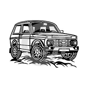 SUV CAR - Truck 4x4 Off Road - Off-road car for tshirt and emblem