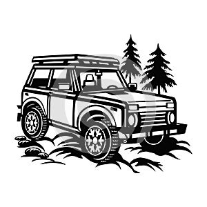 SUV CAR - Truck 4x4 Off Road - Off-road car for tshirt and emblem