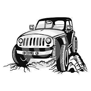 SUV CAR - Truck 4x4 Off Road - Off-road car for tshirt and emblem